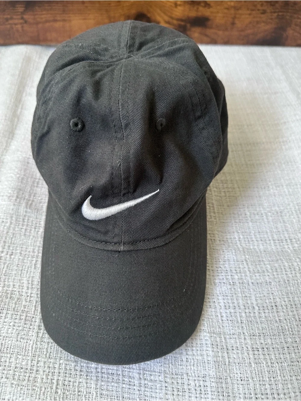 Child Nike Black Baseball Cap with White Swoosh